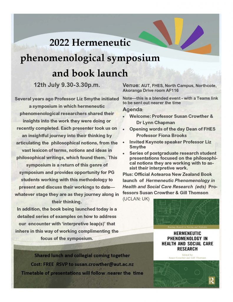 Poster for the 2022 Hermeneutic Phenomenological Symposium