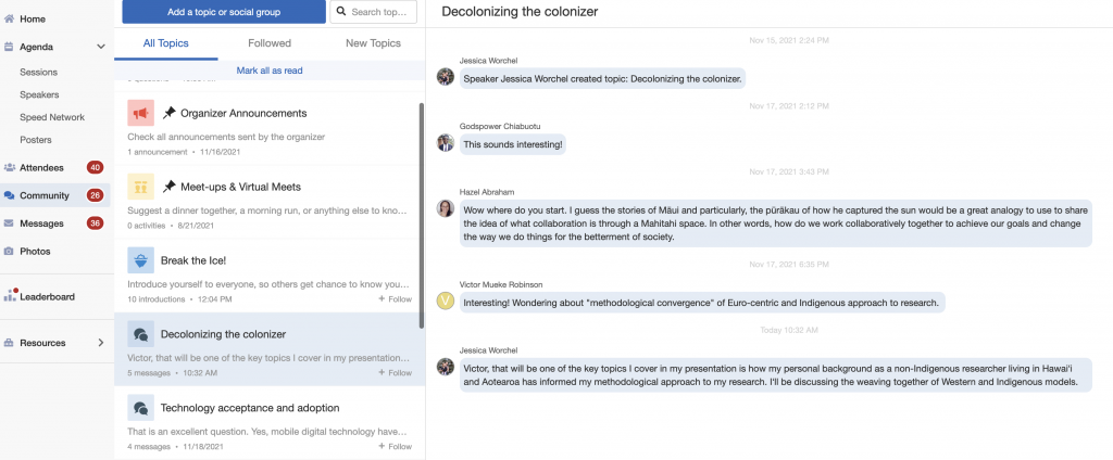 A screenshot of the Community section in Whova