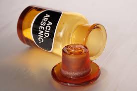 Open bottle labelled 'acid arsenic'